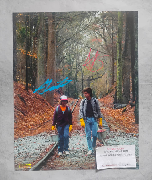 Joe Keery & Gaten Matarazzo Hand Signed Autograph 11x14 Photo COA Stranger Things