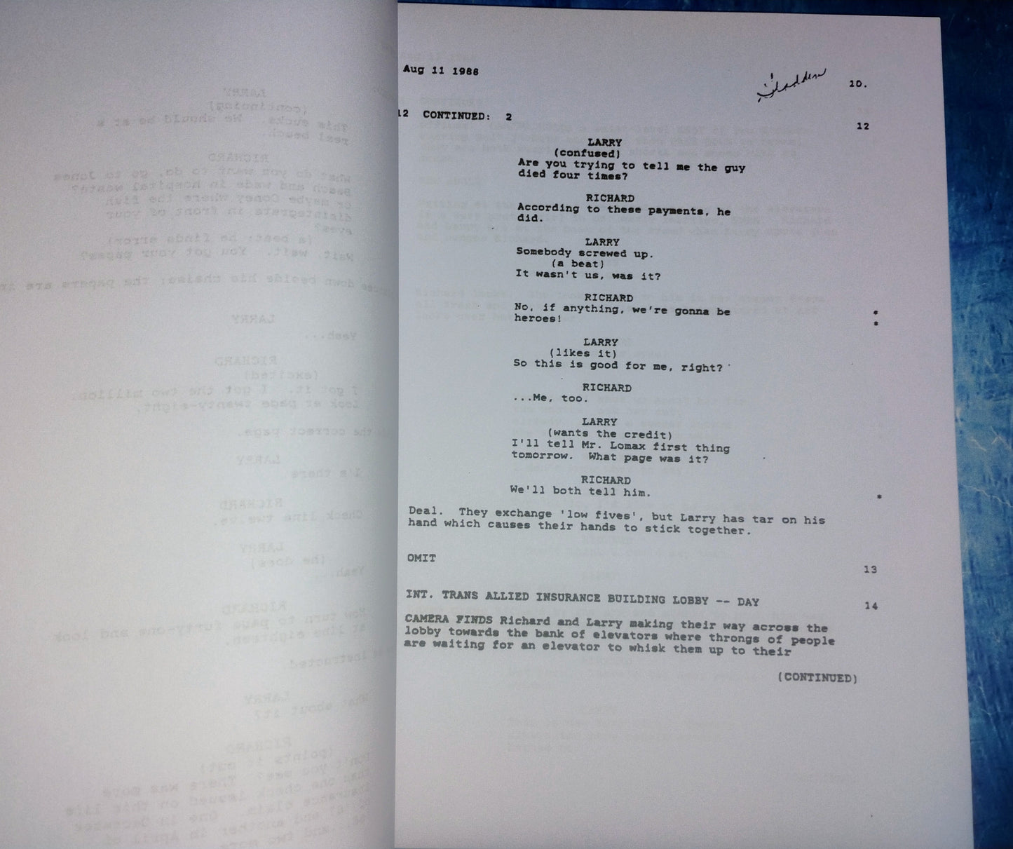 Terry Kiser Hand Signed Autograph Weekend At Bernie's Script COA,