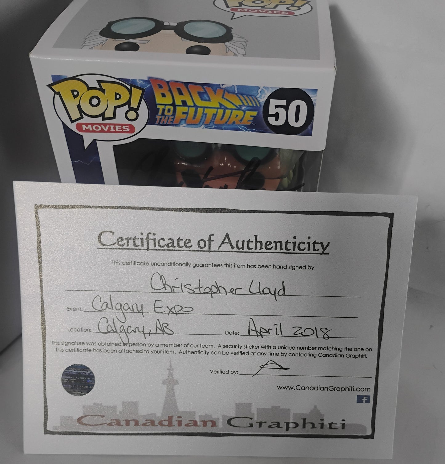 Christopher Lloyd Hand Signed Autograph Back To The Future Funko Pop JSA COA