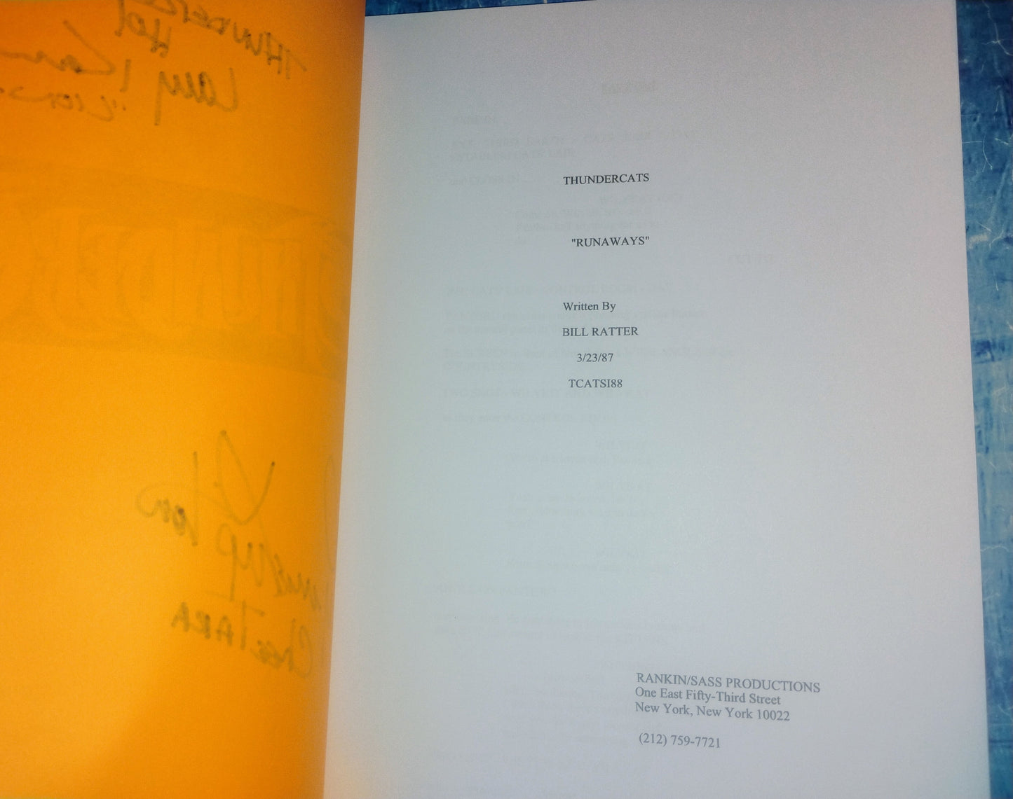 Larry Kenney & Lynne Lipton Hand Signed Autograph Thundercats Script COA