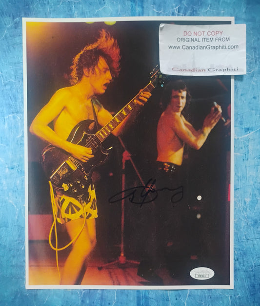 Angus Young AC/DC Hand Signed Autograph Photo JSA COA