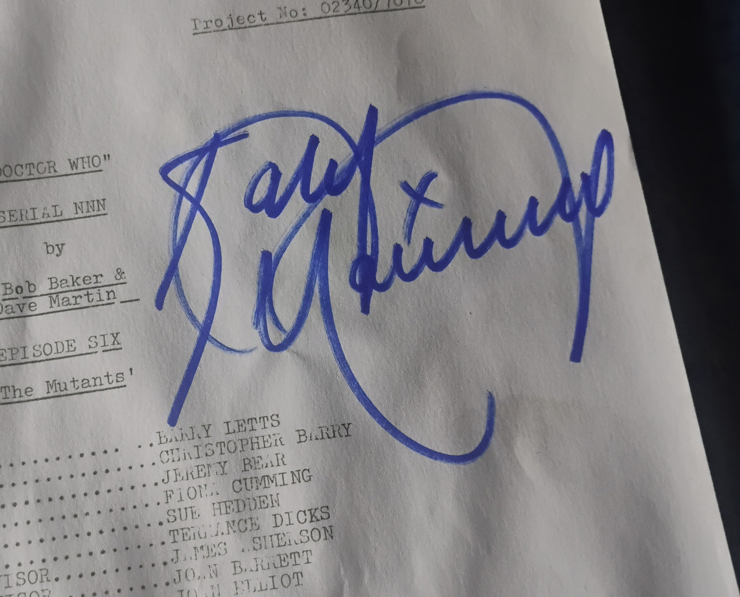 Jon Pertwee & Katy Manning Hand Signed Autograph Doctor Who Script COA
