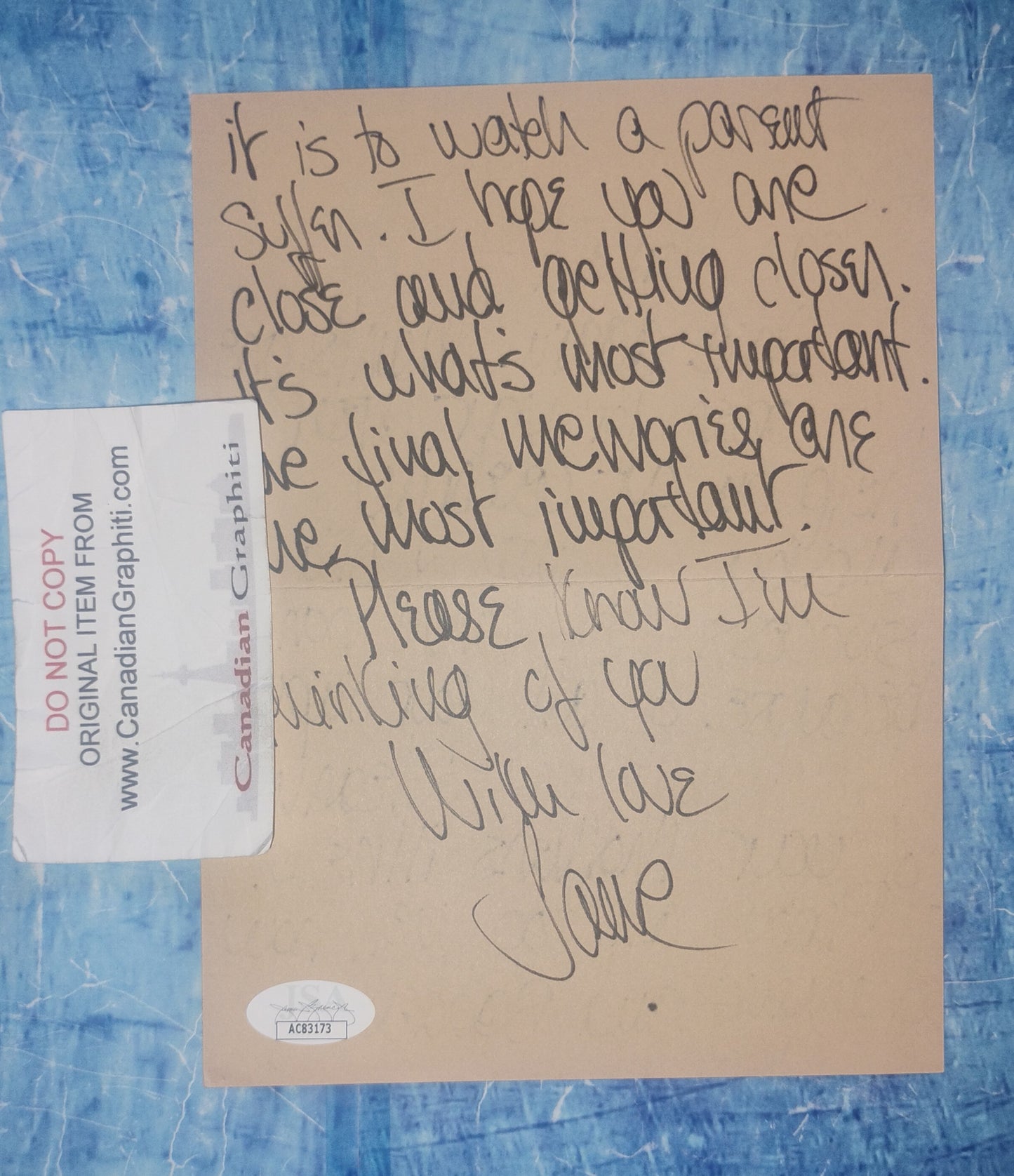 Jane Fonda Hand Signed Autograph Personal Letter JSA COA