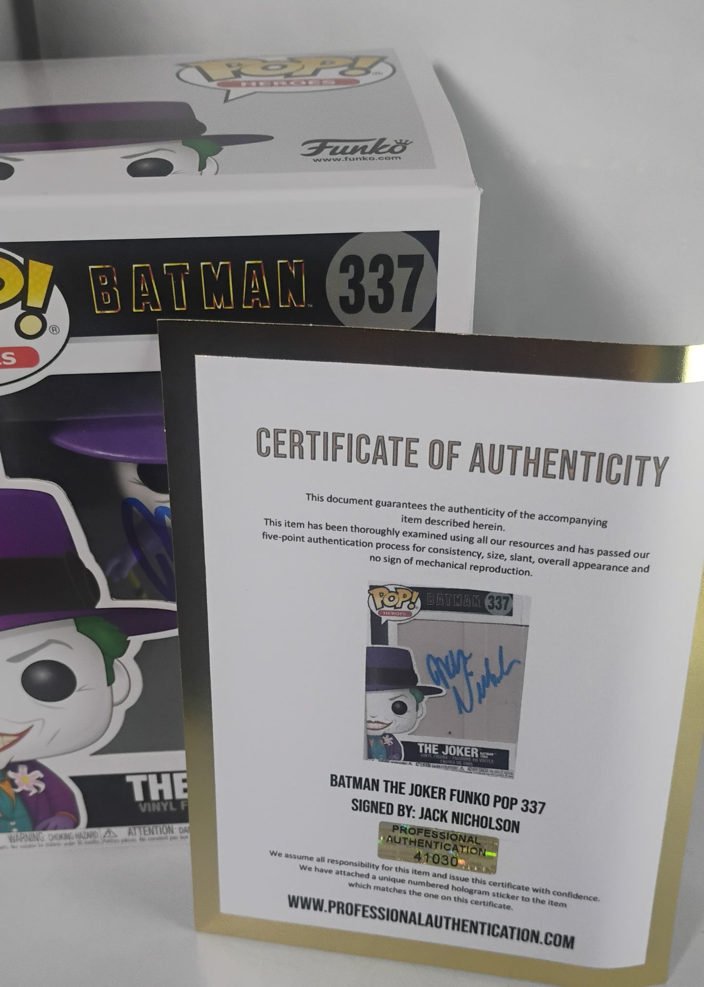 Jack Nicholson Hand Signed Autograph Joker Funko Pop COA Batman