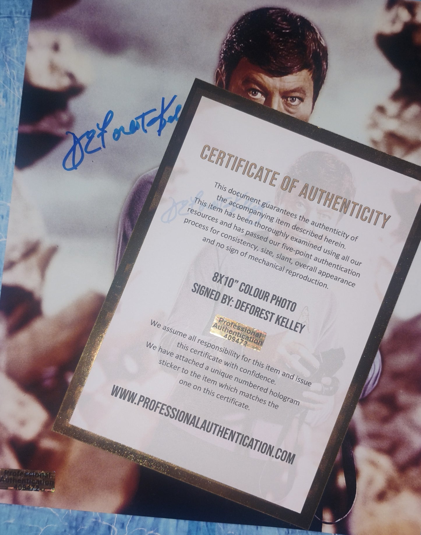 DeForest Kelley Hand Signed Autograph 8x10 Photo COA Star Trek