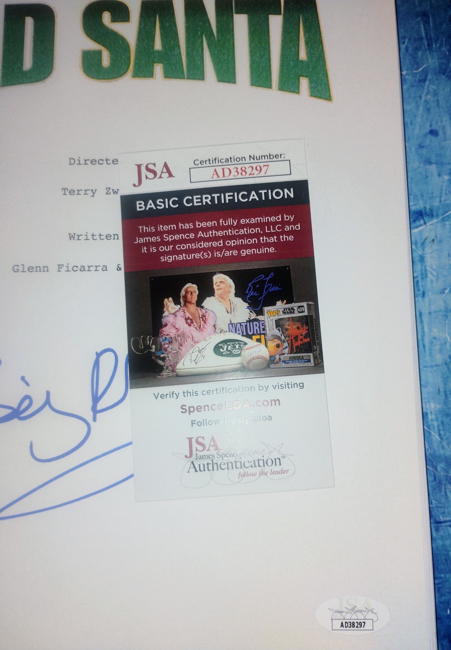 Billy Bob Thornton Hand Signed Autograph Bad Santa Script JSA COA