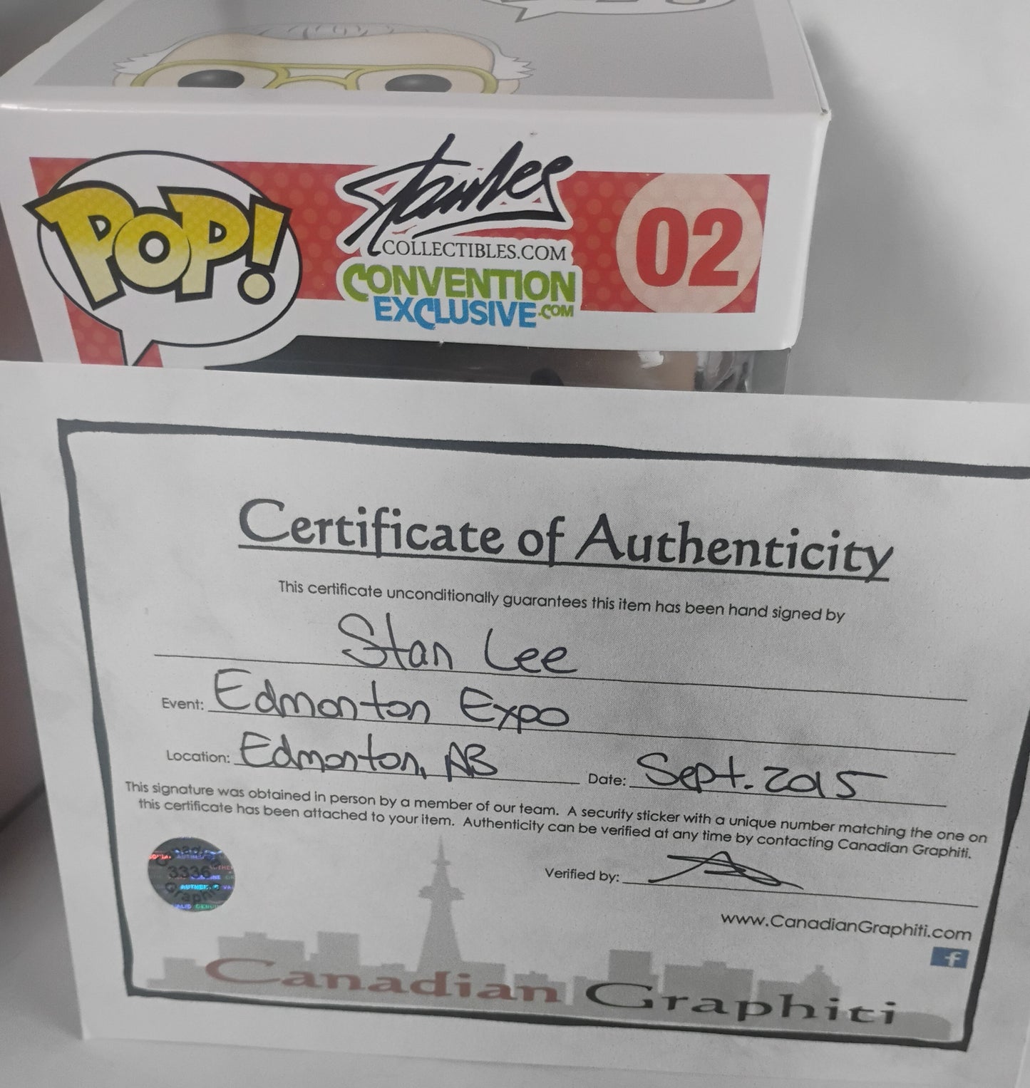 Stan Lee Hand Signed Autograph Fan Expo Canada Exclusive Funko Pop COA