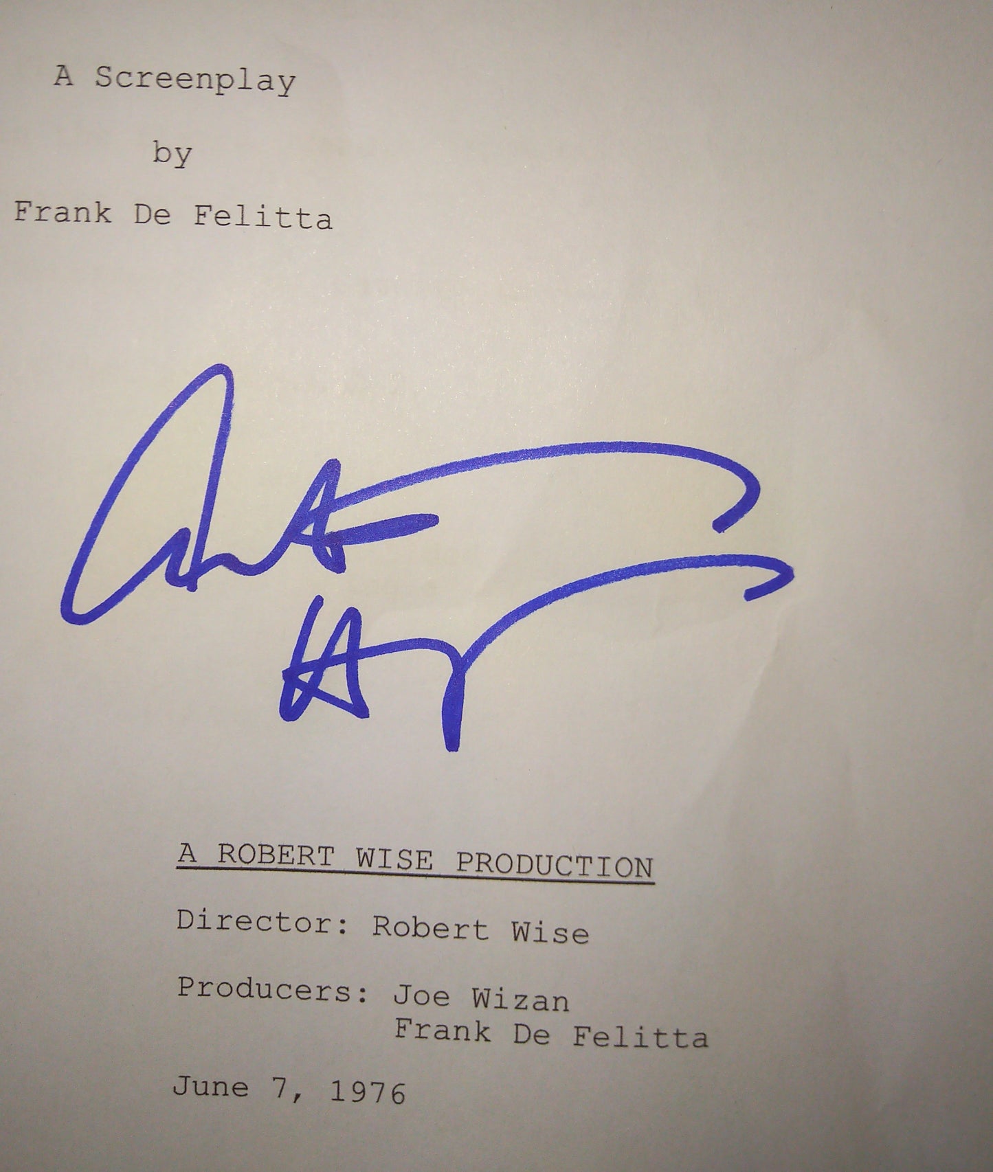 Audrey Rose Cast Hand Signed Autograph Script COA Anthony Hopkins