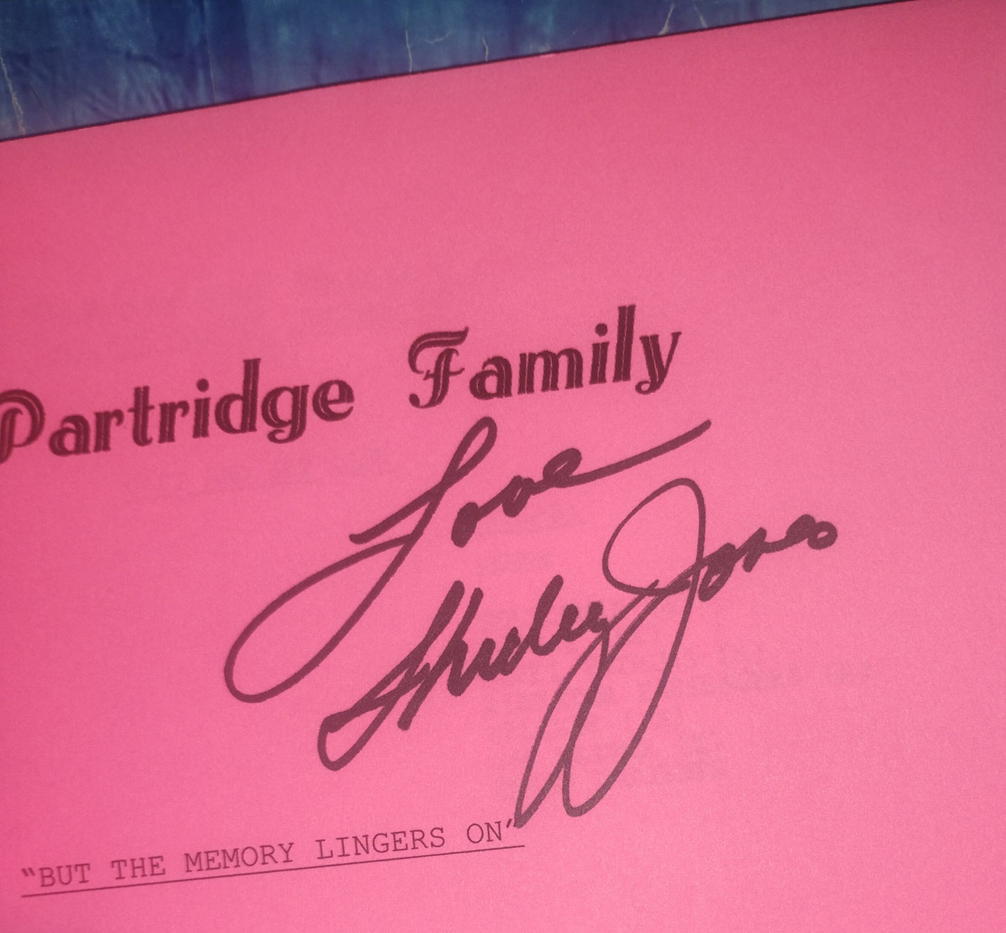 Shirley Jones Hand Signed Autograph The Partridge Family Script COA