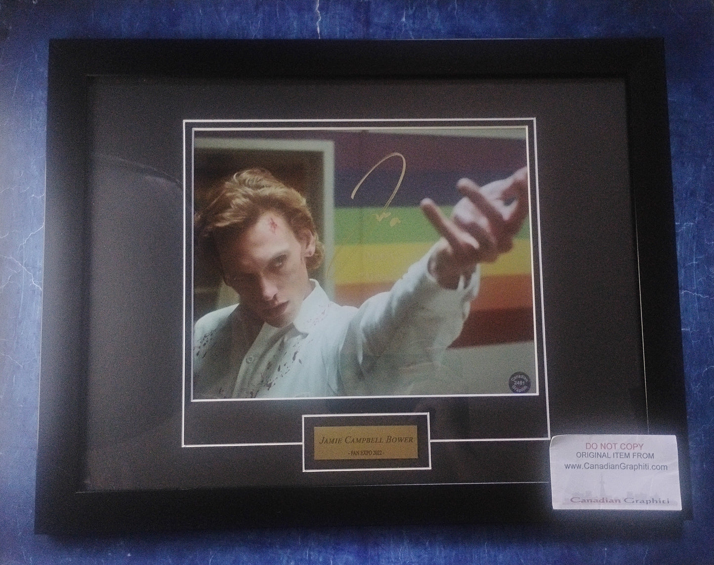 Jamie Campbell Bower Hand Signed Autograph Photo Framed COA Stranger Things