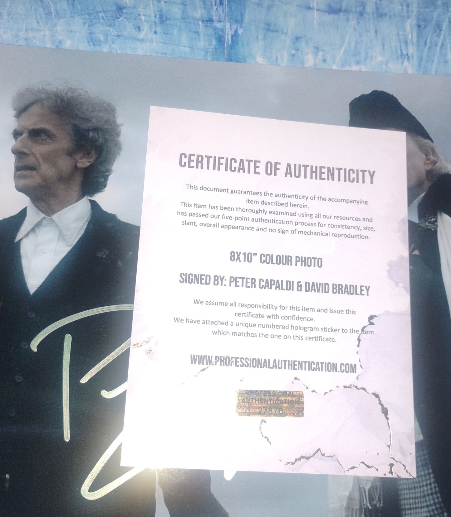 Peter Capaldi & David Bradley Hand Signed Autograph 8x10 Photo COA Doctor Who