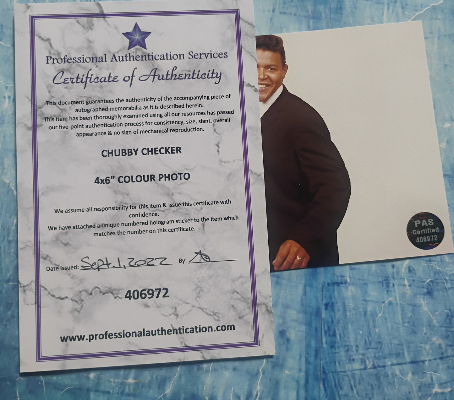 Chubby Checker Hand Signed Autograph Photo COA