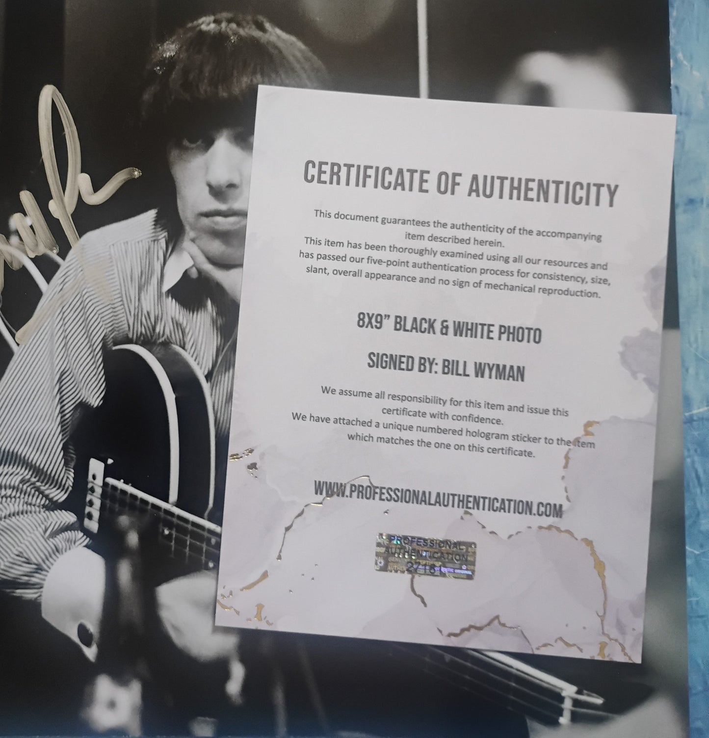 Bill Wyman Hand Signed Autograph 8x9 Photo COA Rolling Stones