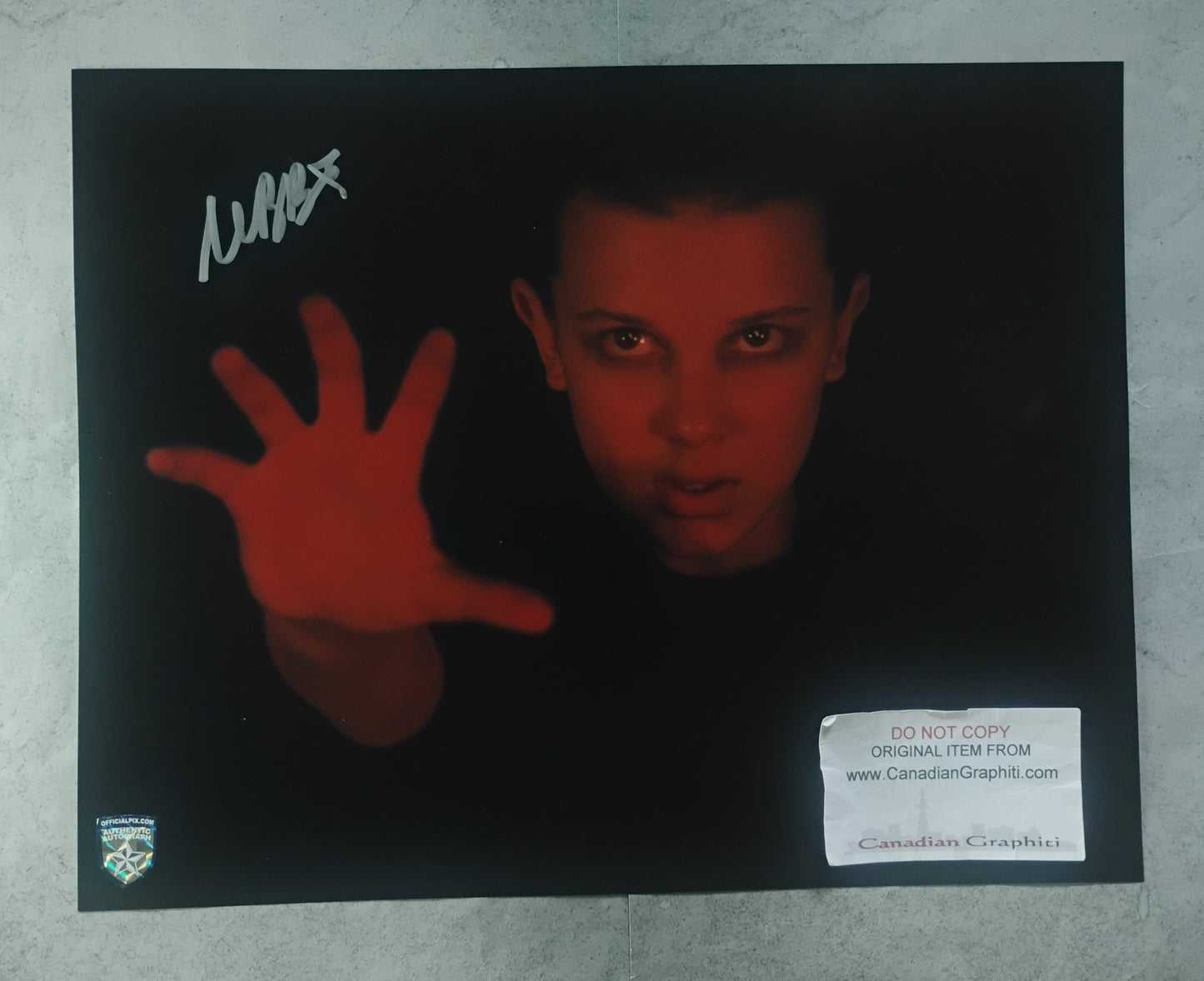 Millie Bobby Brown Hand Signed Autograph 11x14 Photo OPix COA Stranger Things