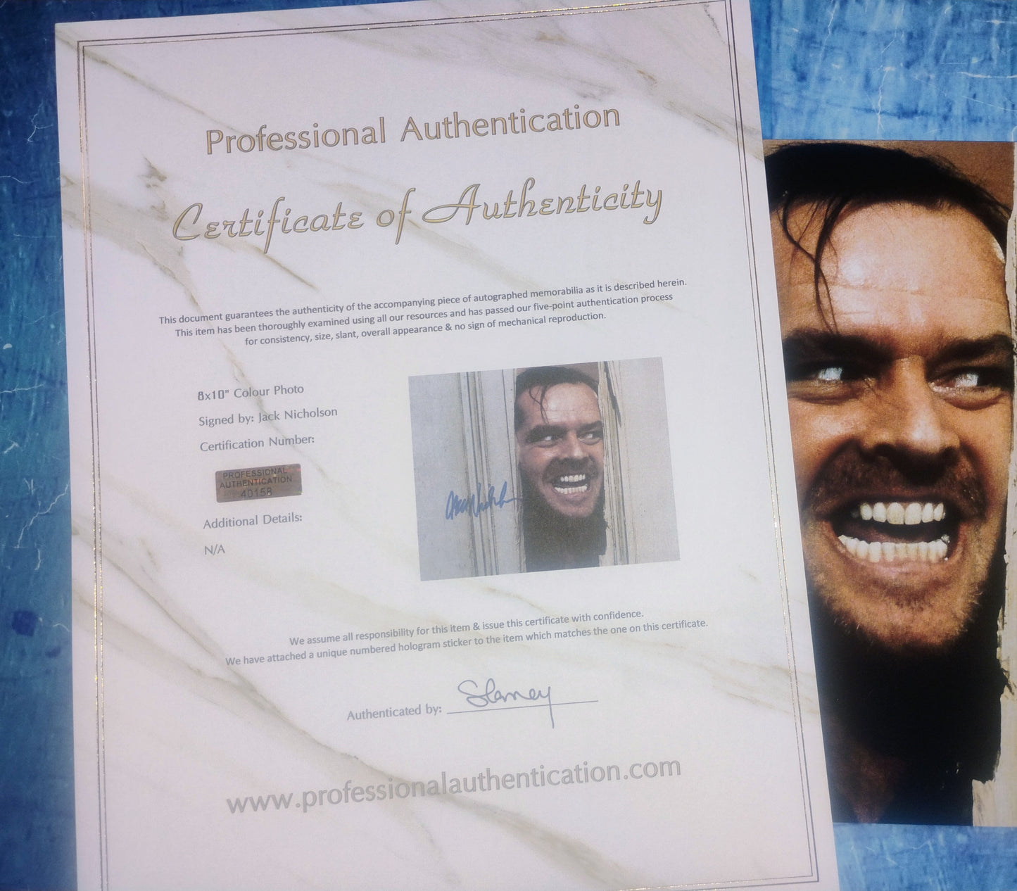 Jack Nicholson Hand Signed Autograph 8x10 Photo COA The Shining