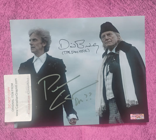 Peter Capaldi & David Bradley Hand Signed Autograph 8x10 Photo COA Doctor Who
