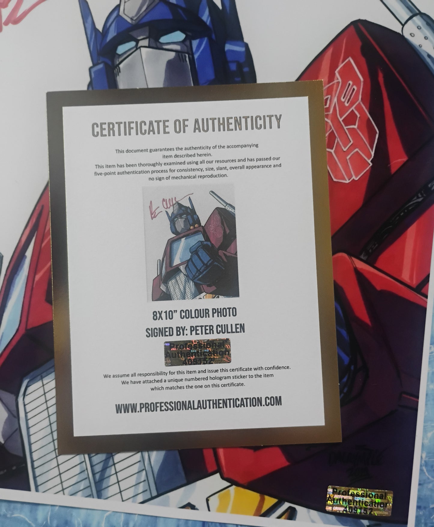 Peter Cullen Hand Signed Autograph 8x10 Photo COA Optimus Prime