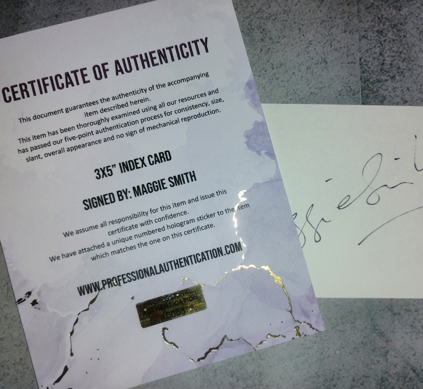 Maggie Smith Hand Signed Autograph Index Card COA