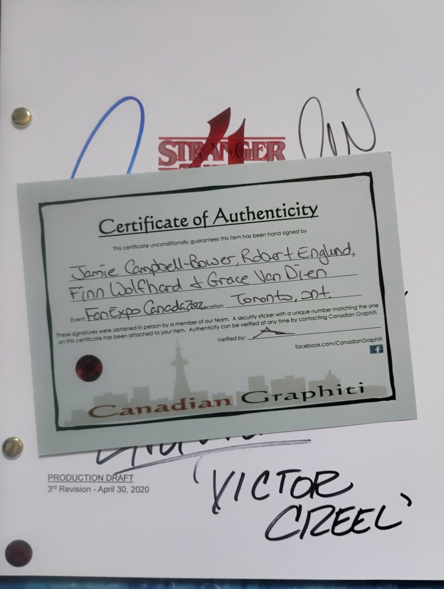 Stranger Things Cast Hand Signed Autograph Script COA