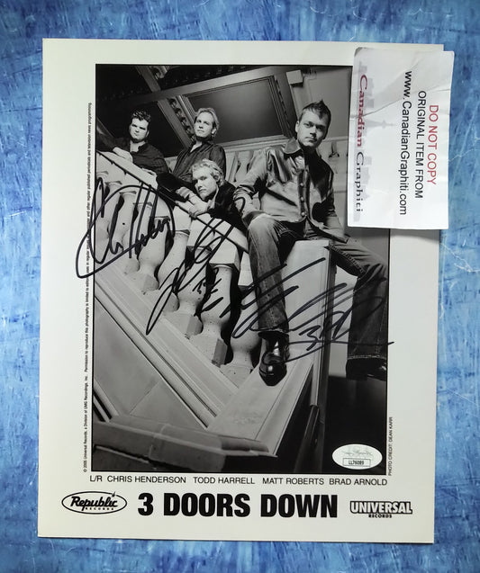 3 Doors Down Hand Signed Autograph 8x10 Photo JSA COA Brad Arnold