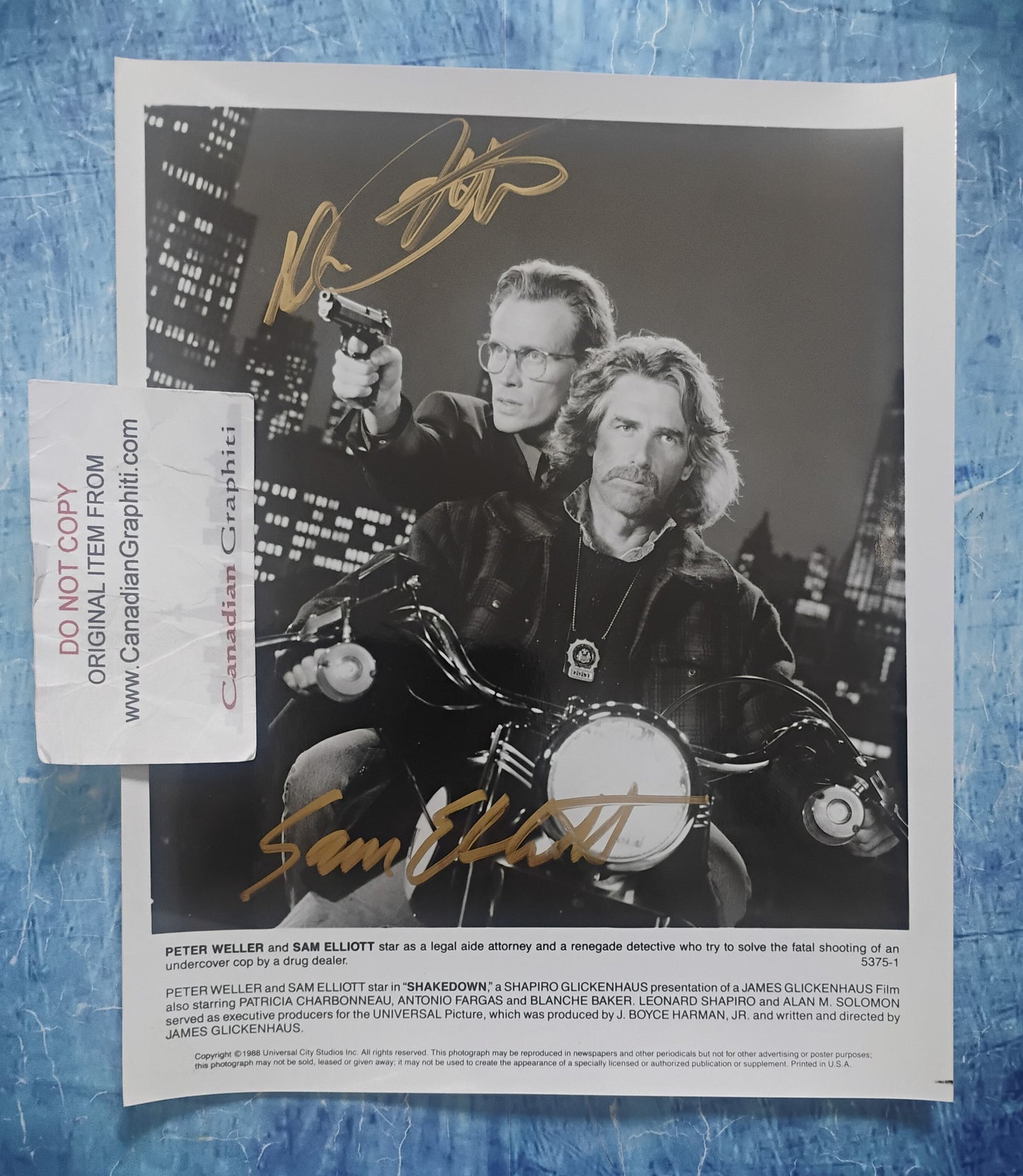 Sam Elliott & Peter Weller Hand Signed Autograph 8x10 Photo COA Shakedown