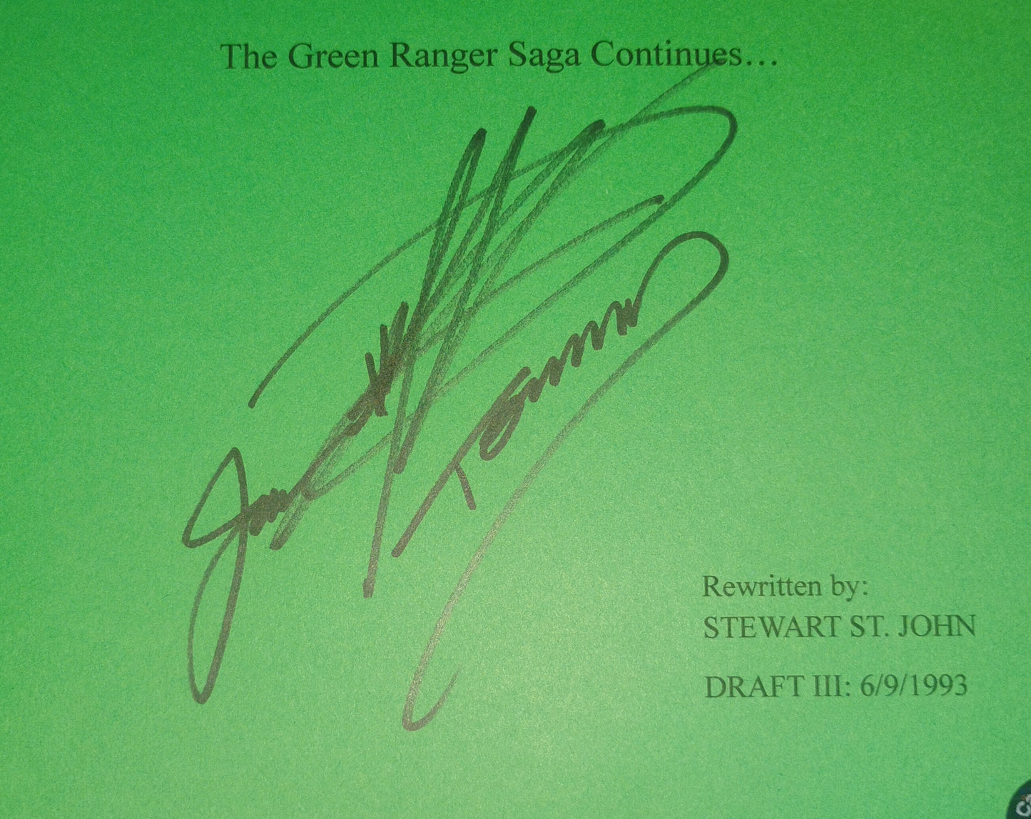 Jason David Frank Hand Signed Autograph Power Rangers Script COA