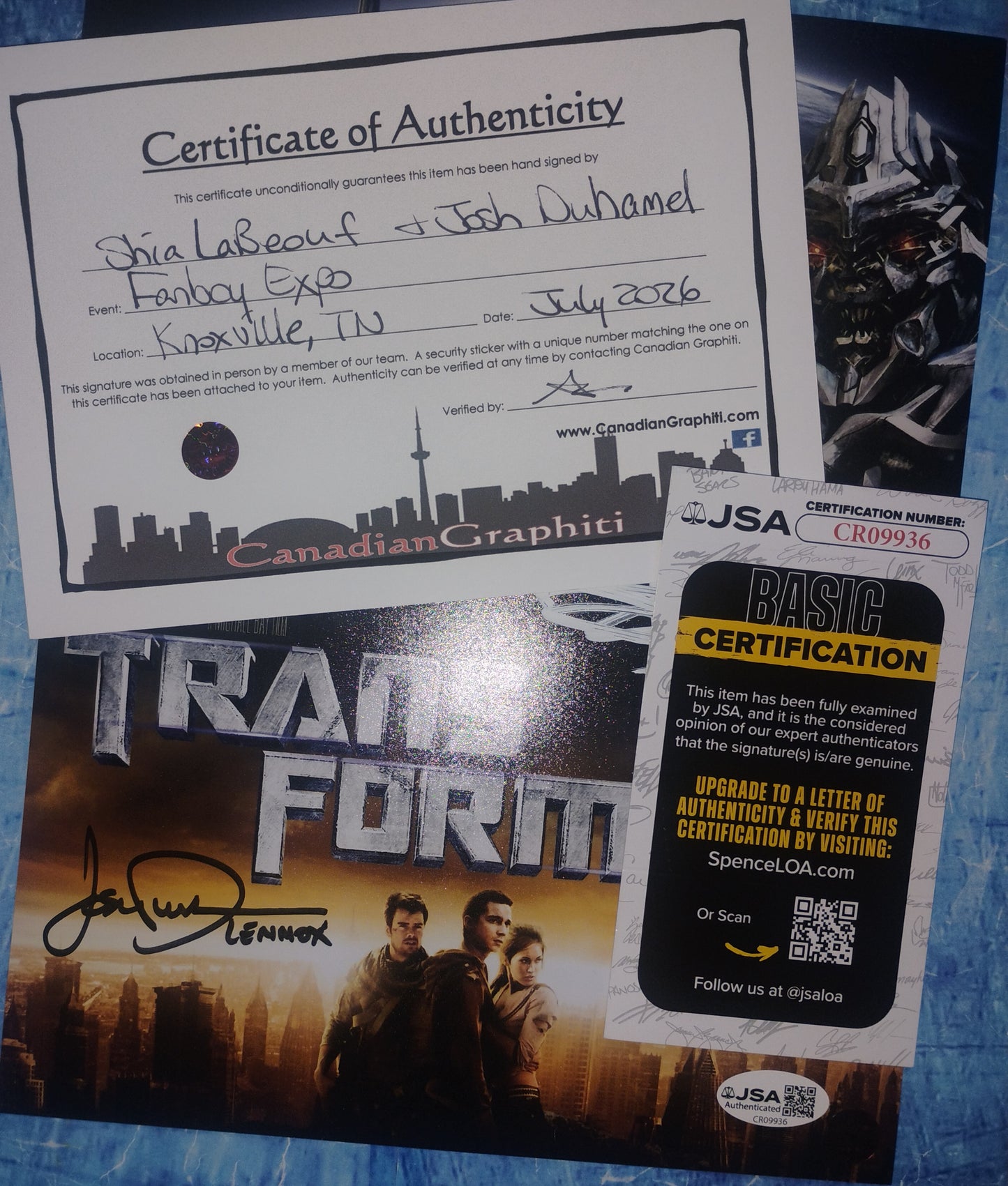 Shia LaBeouf & Josh Duhamel Hand Signed Autograph 8x10 Photo COA Transformers