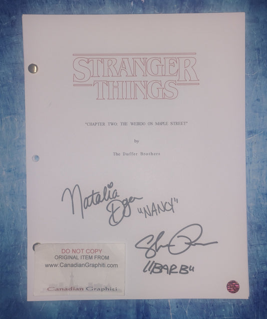 Natalia Dyer & Shannon Purser Hand Signed Autograph Stranger Things Script COA