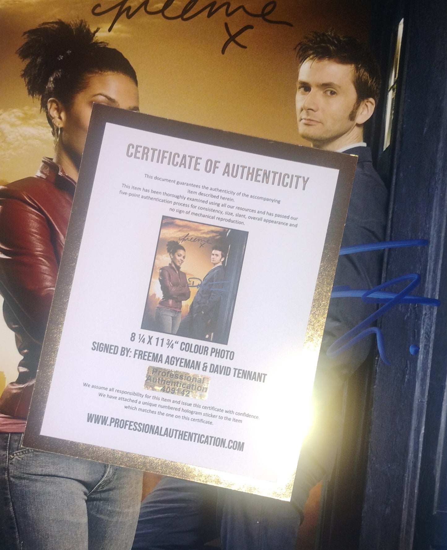 David Tennant & Freema Agyeman Hand Signed Autograph Photo COA Doctor Who