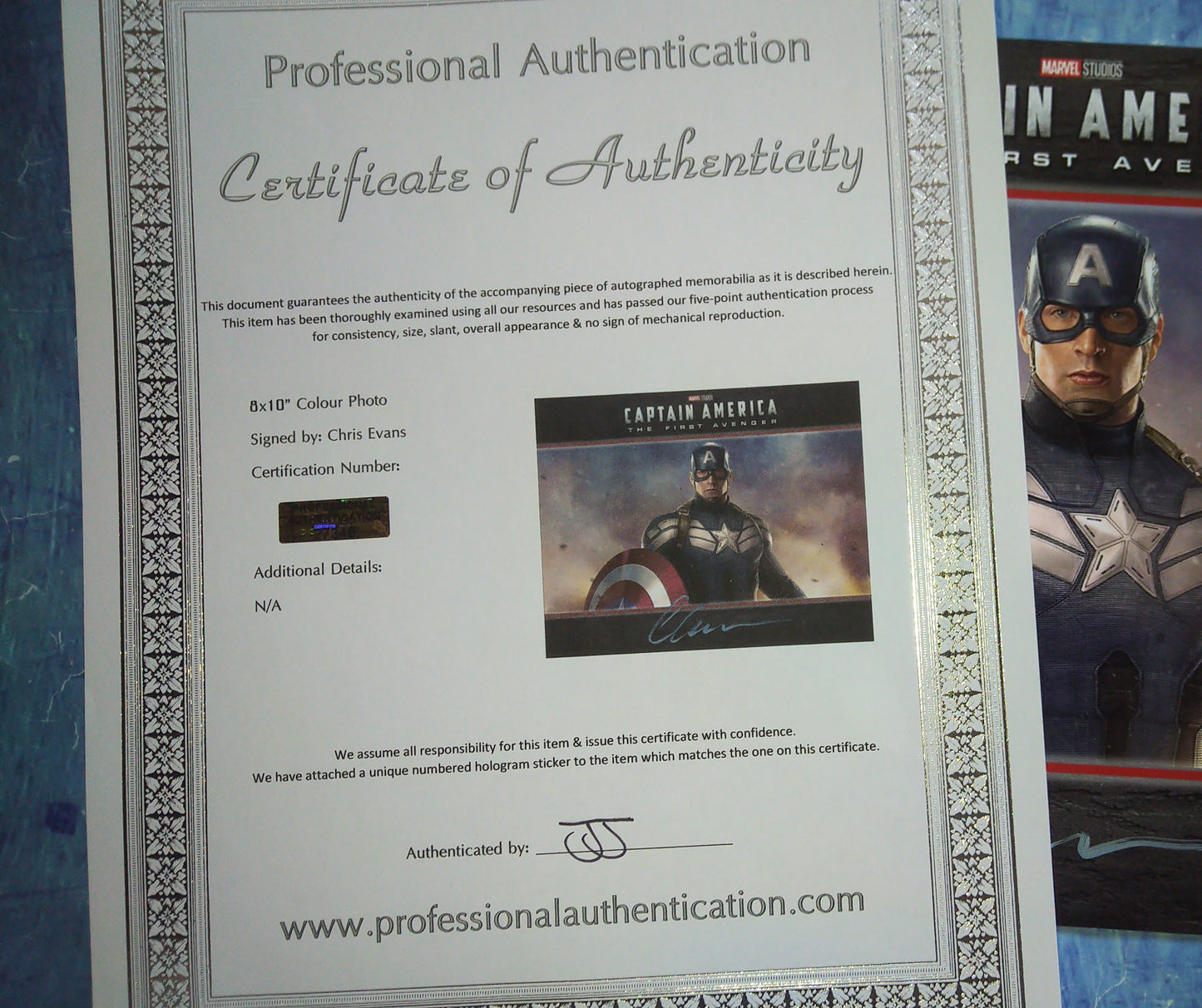 Chris Evans Hand Signed Autograph 8x10 Photo COA Captain America