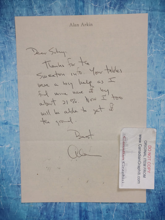 Alan Arkin Hand Signed Autograph Personal Letter COA