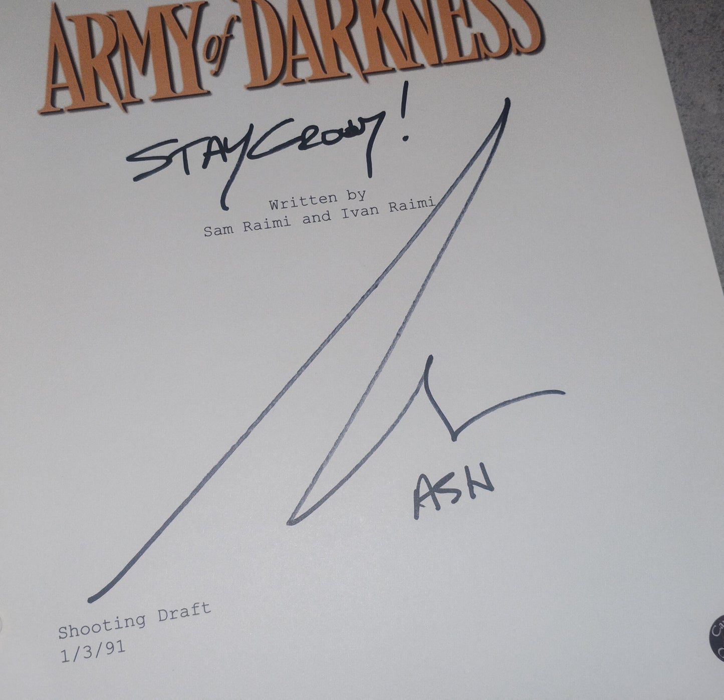 Bruce Campbell Hand Signed Autograph ArmybOf Darkness Script COA