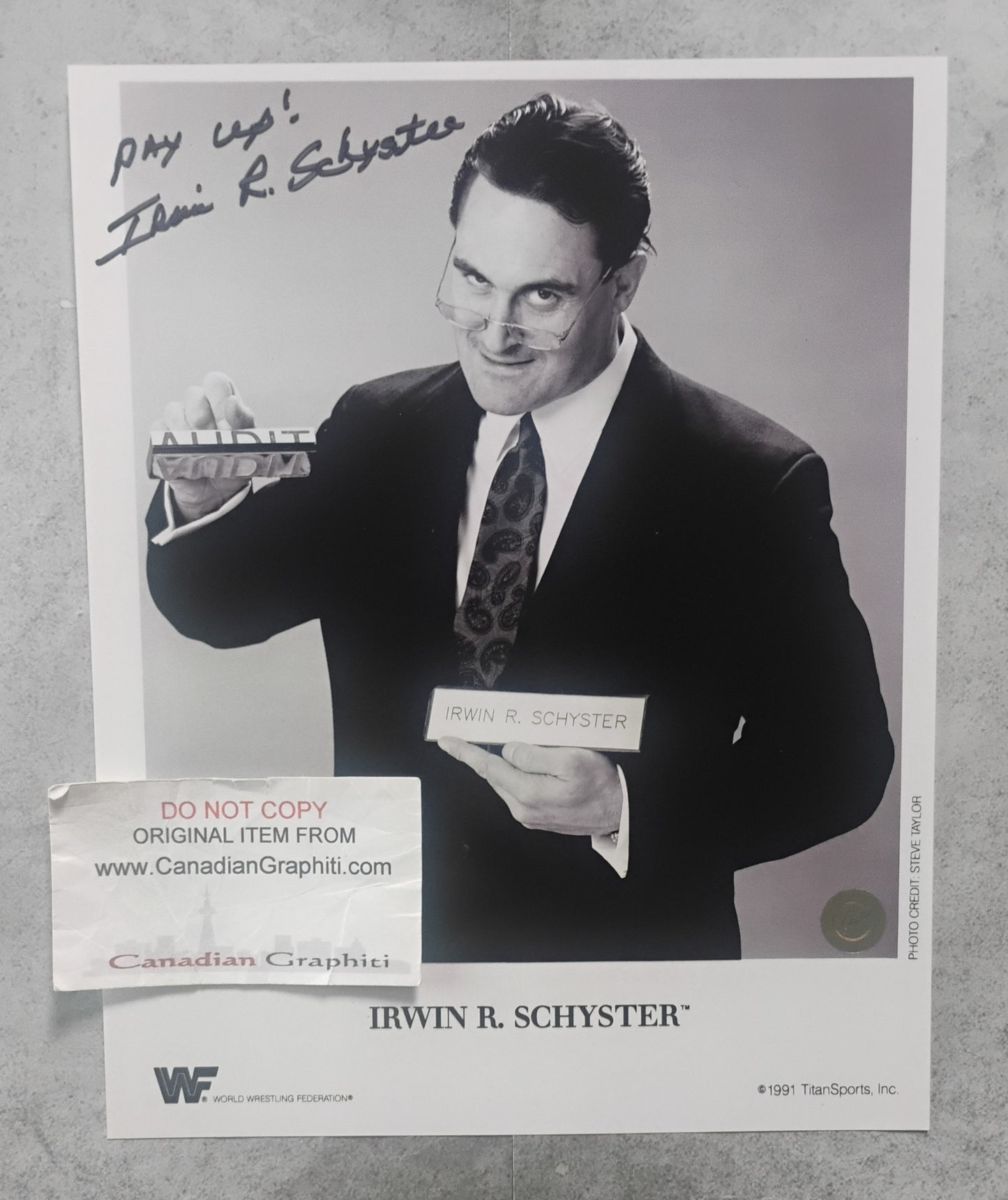 I.R.S. Mike Rotunda Hand Signed Autograph 8x10 Photo COA Irwin R Schyster