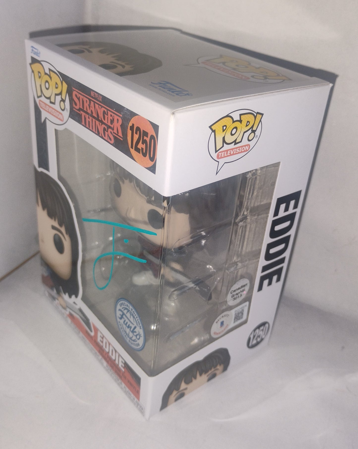 Joseph Quinn Hand Signed Autograph Stranger Things Funko Pop BAS COA Eddie Munson