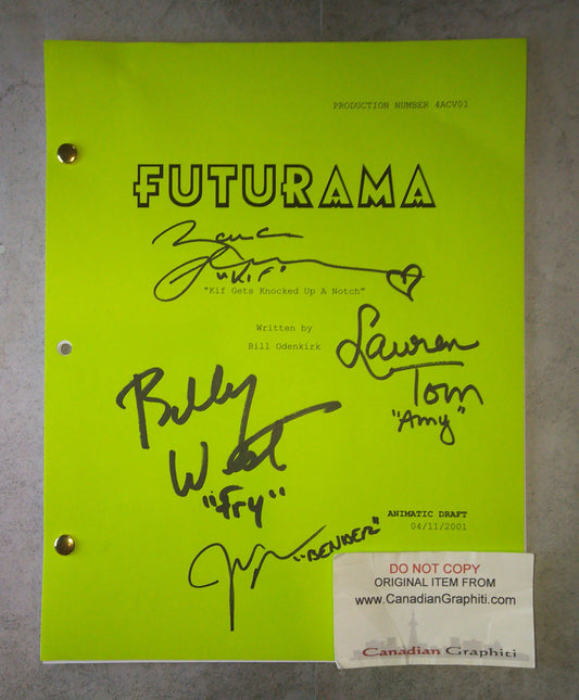 Futurama 4x Cast Hand Signed Autograph Script COA