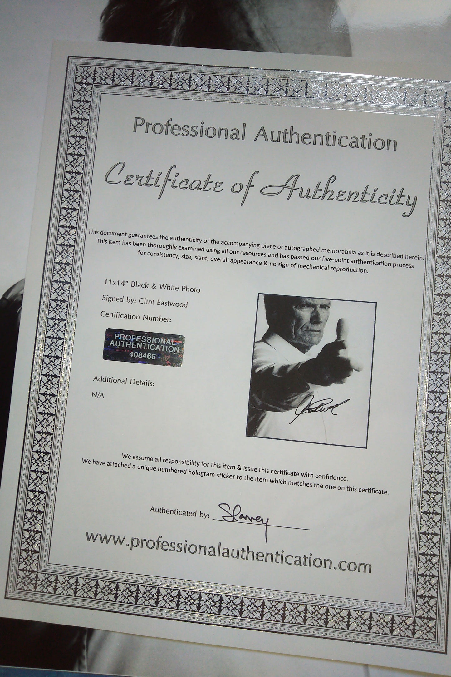 Clint Eastwood Hand Signed Autograph 11x14 Photo COA