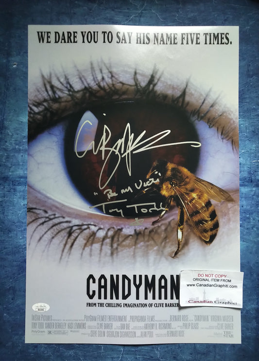 Tony Todd & Clive Barker Hand Signed Autograph 12x18 Photo JSA COA Candyman
