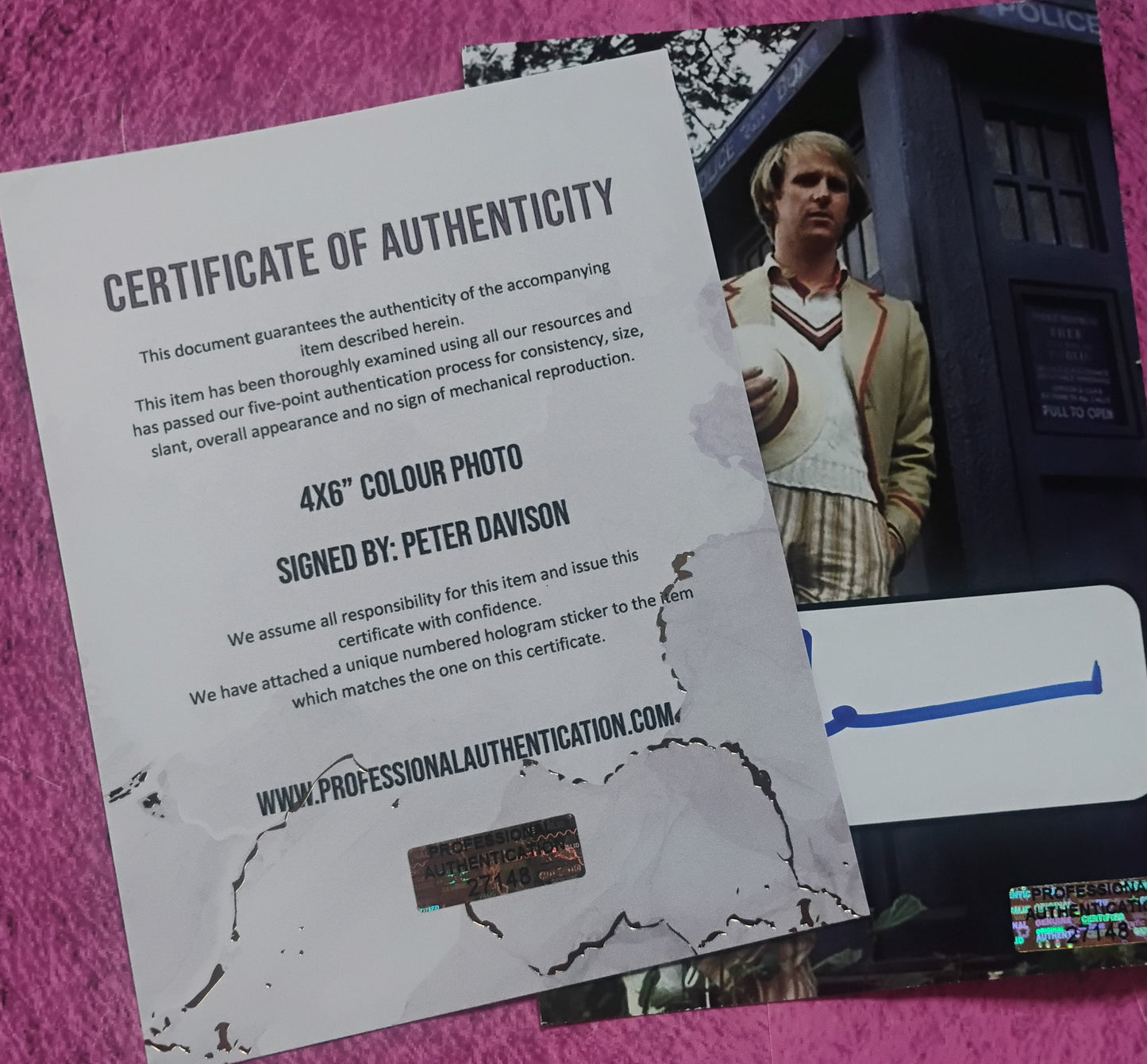 Peter Davison Hand Signed Autograph Photo COA Doctor Who