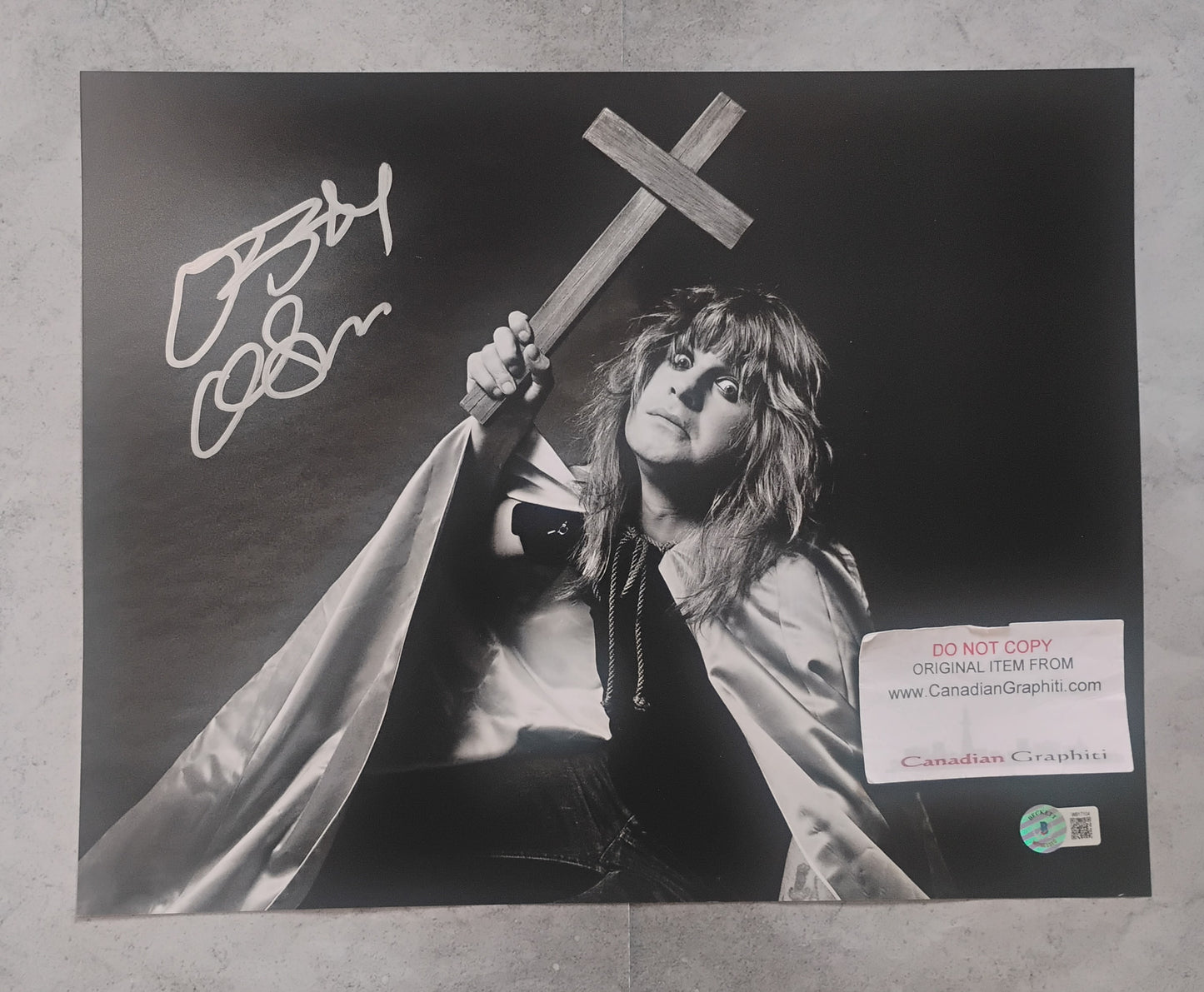 Ozzy Osbourne Hand Signed Autograph 11x14 Photo BAS COA