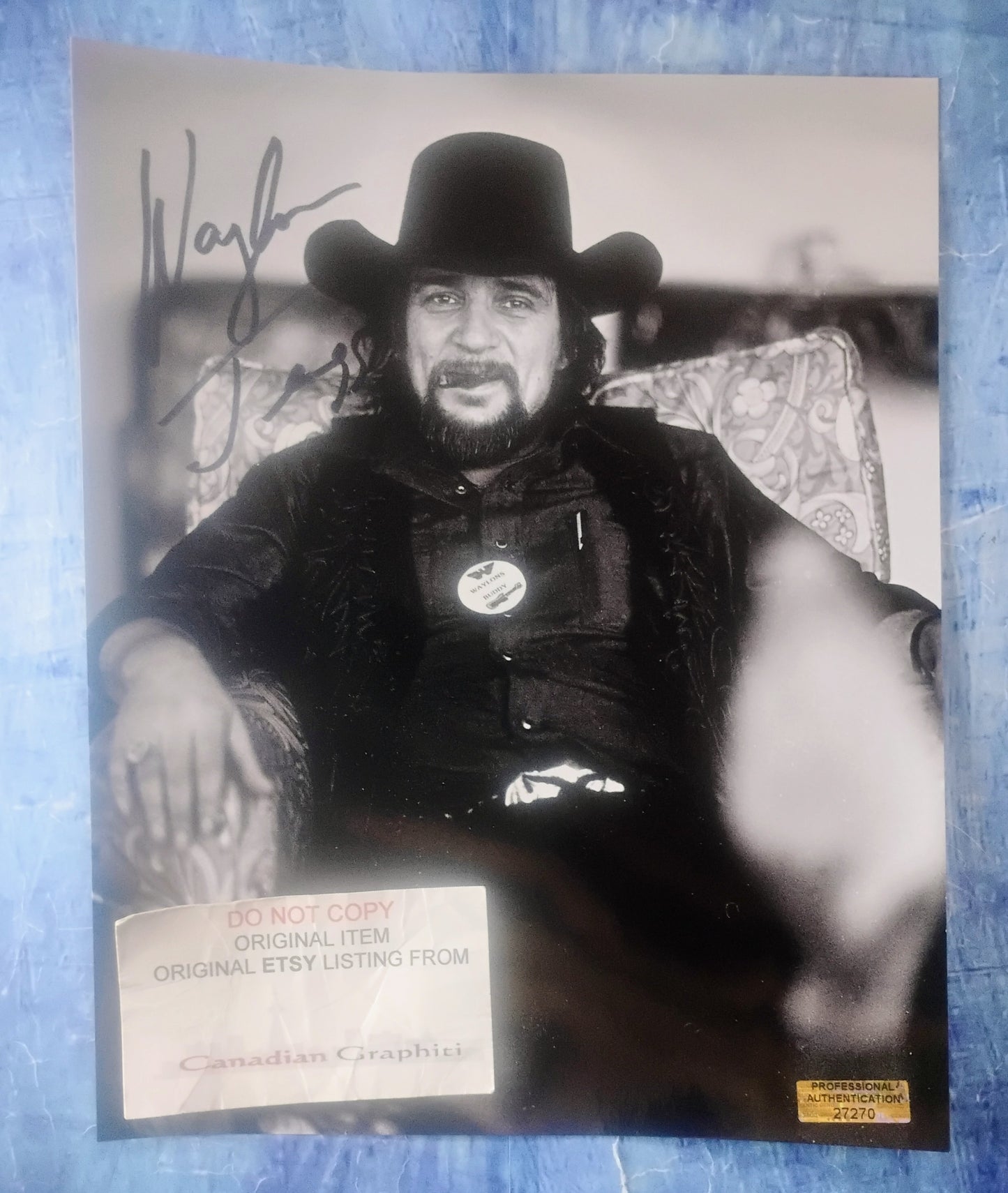 Waylon Jennings Hand Signed Autograph 8x10 Photo COA