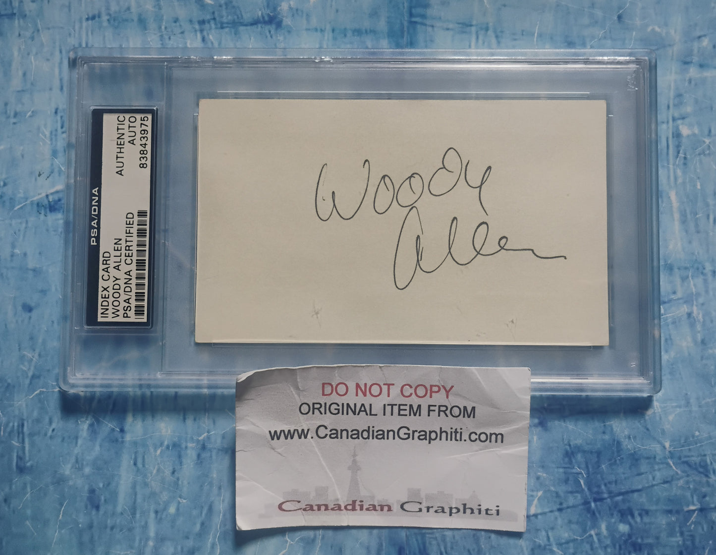 Woody Allen Hand Signed Autograph Index Card PSA COA