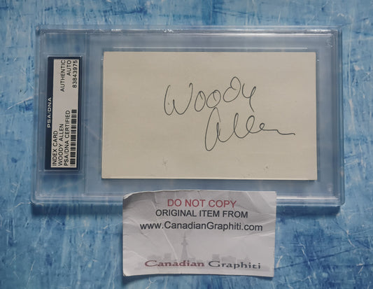 Woody Allen Hand Signed Autograph Index Card PSA COA
