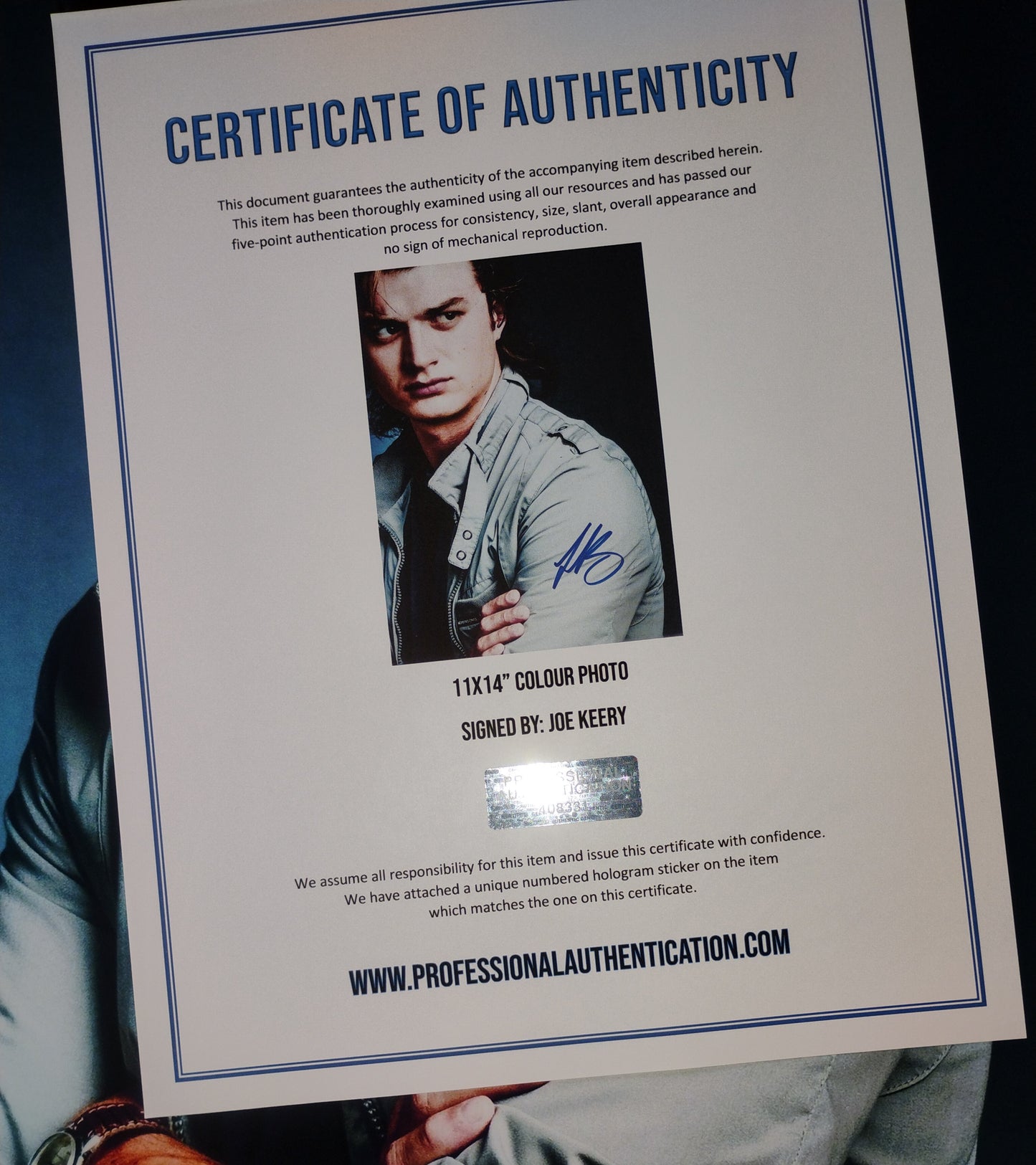 Joe Keery Hand Signed Autograph 11x14 Photo COA Stranger Things