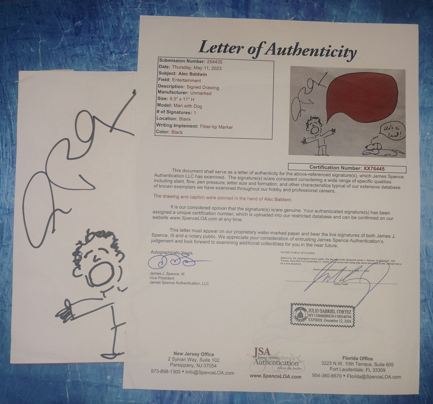 Alec Baldwin Hand Signed Autograph Sketch JSA COA