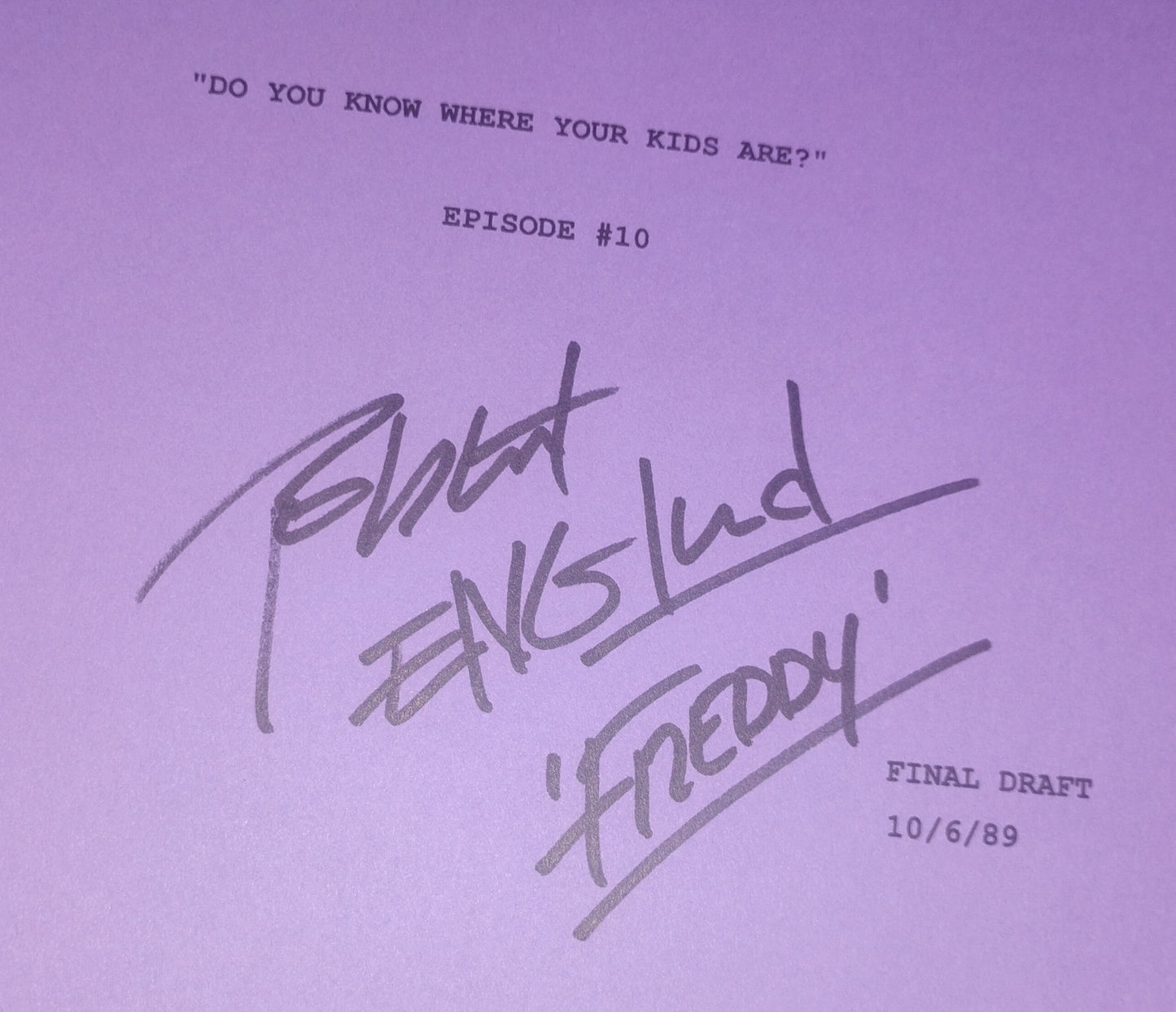Robert Englund Hand Signed Autograph Freddy's Nightmares Script COA