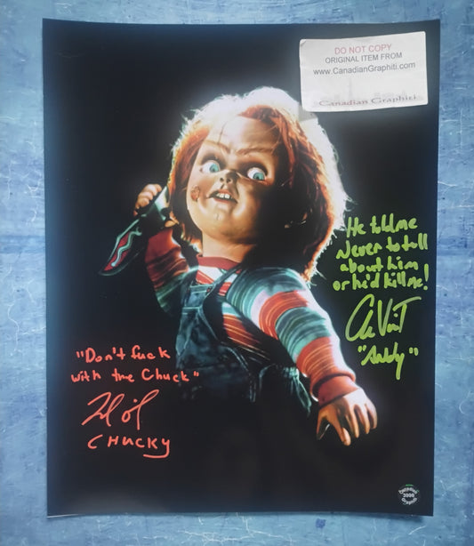 Brad Dourif & Alex Vincent Hand Signed Autograph 11x14 Photo COA Child's Play