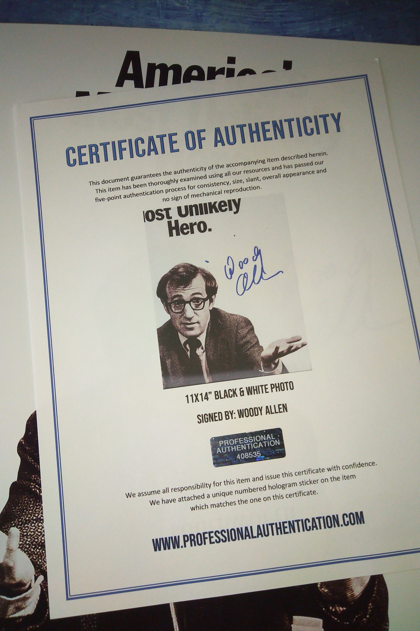 Woody Allen Hand Signed Autograph 11x14 Photo COA