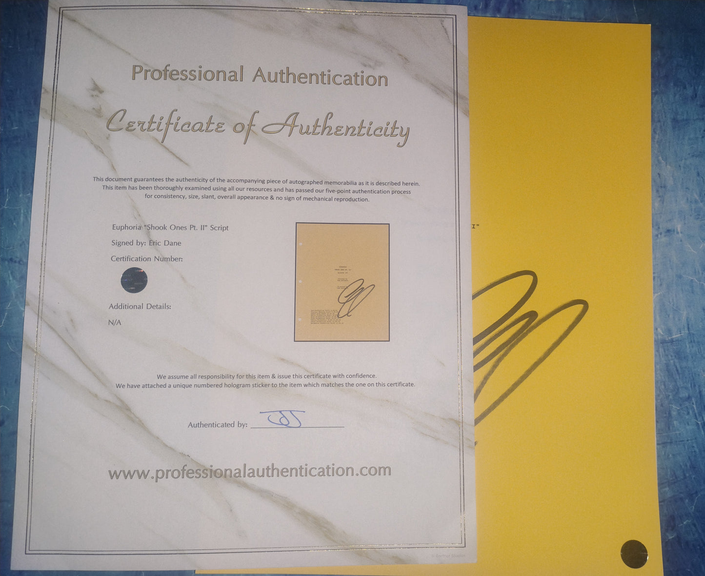 Eric Dane Hand Signed Autograph Euphoria Script COA