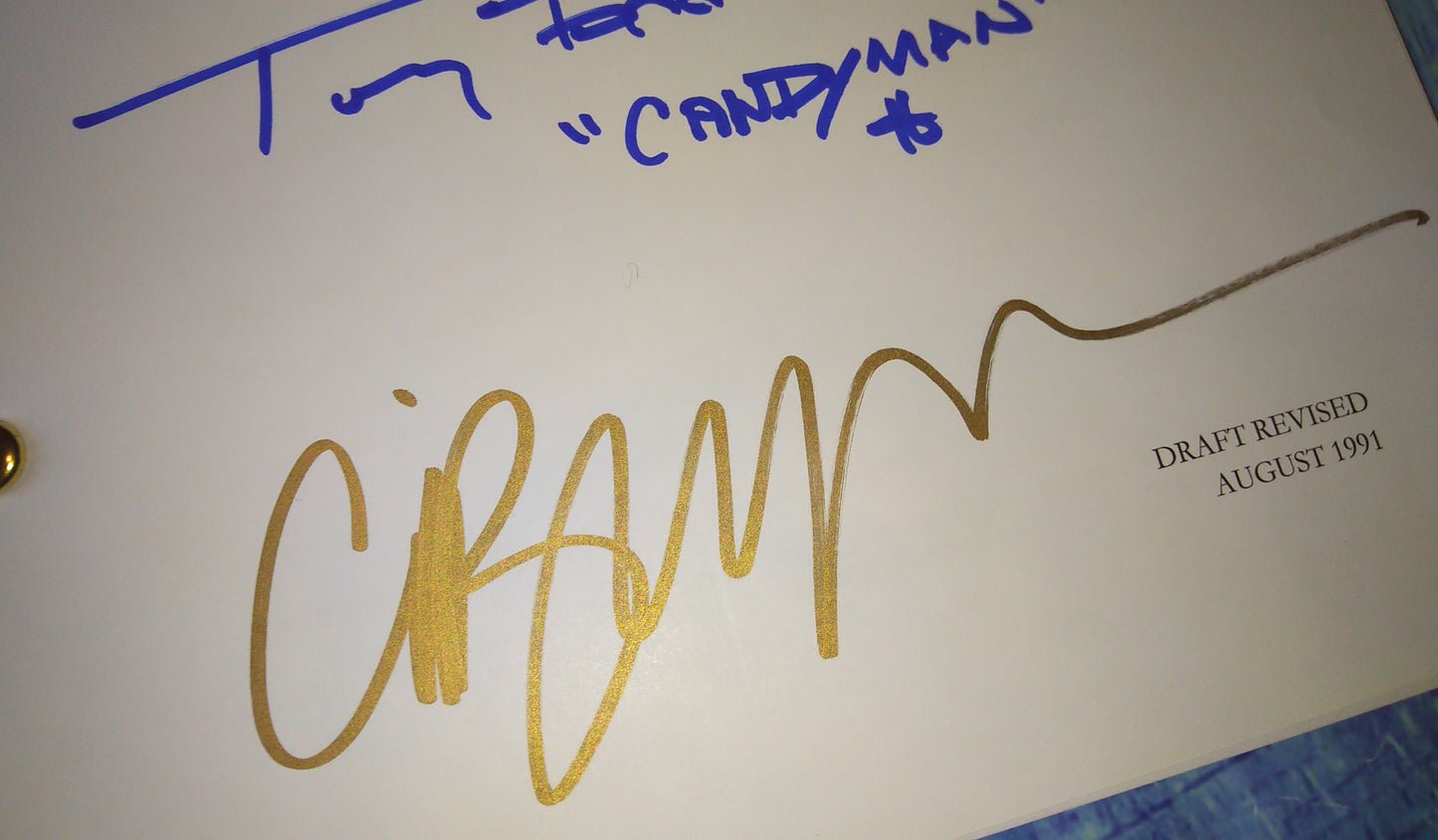 Tony Todd & Clive Barker Hand Signed Autograph Candyman Script COA