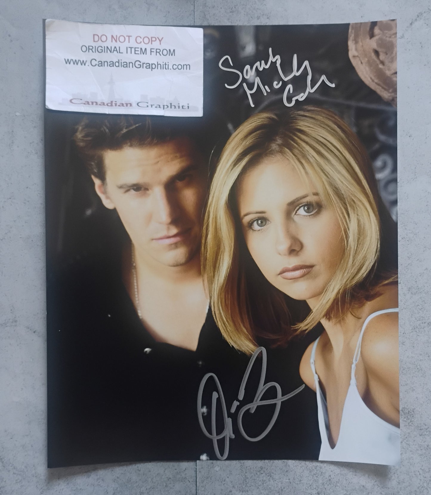 Sarah Michelle Gellar & David Boreanaz Hand Signed Autograph 8x10 Photo JSA COA